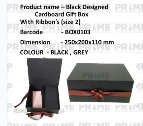 Grey Designed Hardpaper Gift Box with Ribbon�s_0