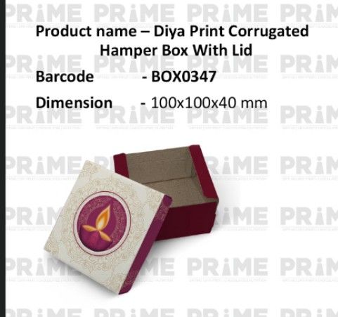 Diya Print Corrugated Hamper Box With Lid_0