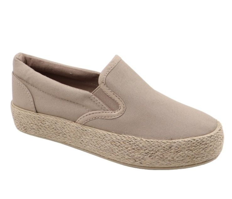 LADIES FLATFORM ESPADRILLE SLIP ON KHAKI_0