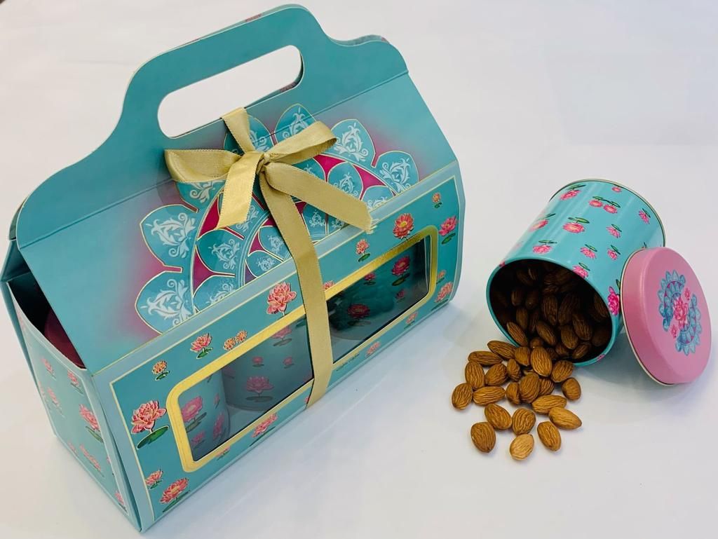 Delight Rectangle Hamper Box 3 Jars 10x6x3.5 in - Sky Blue_1