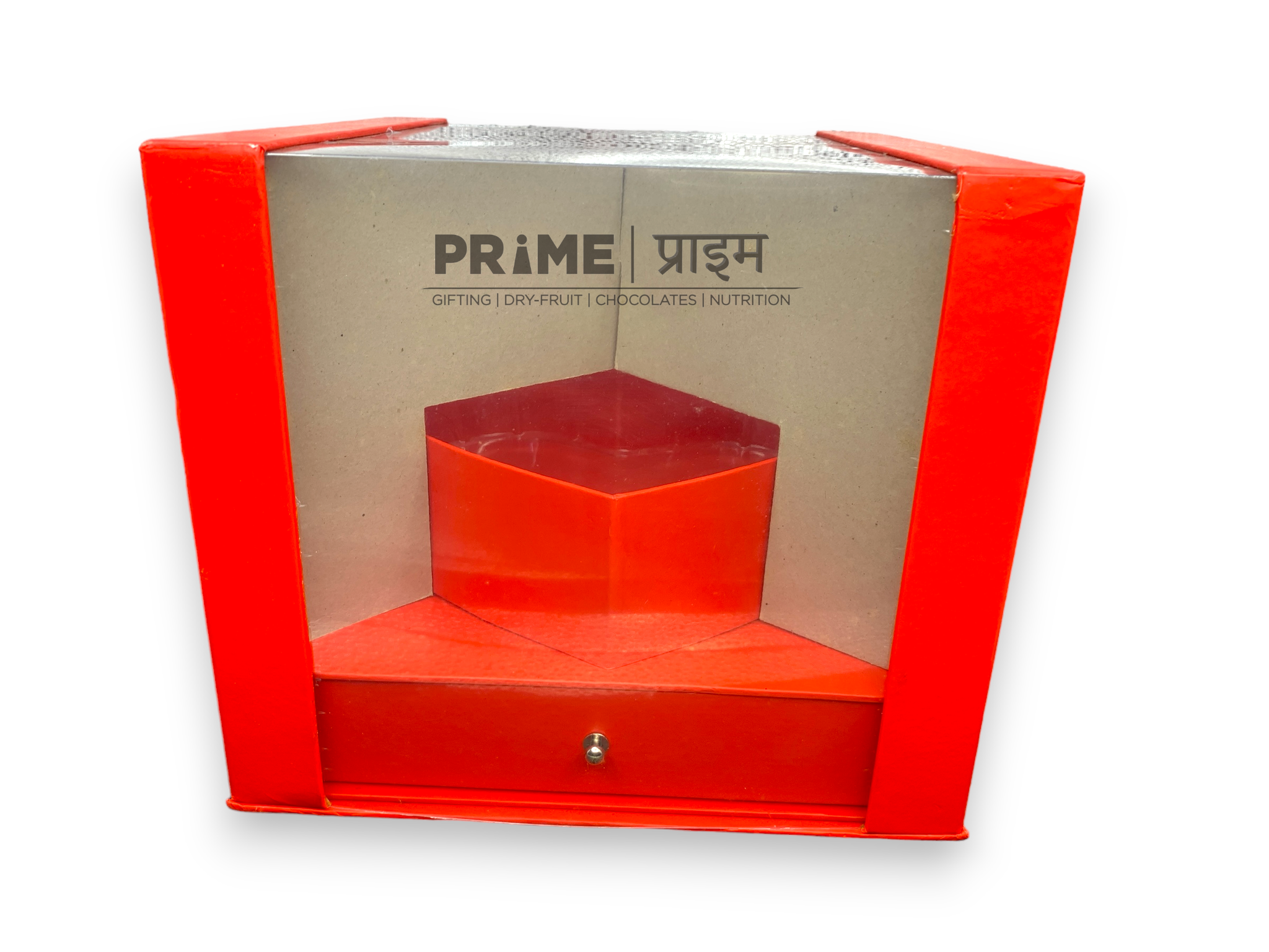 Red Square Box Heart Shape with Transparent Lid and Secret Drawer_1