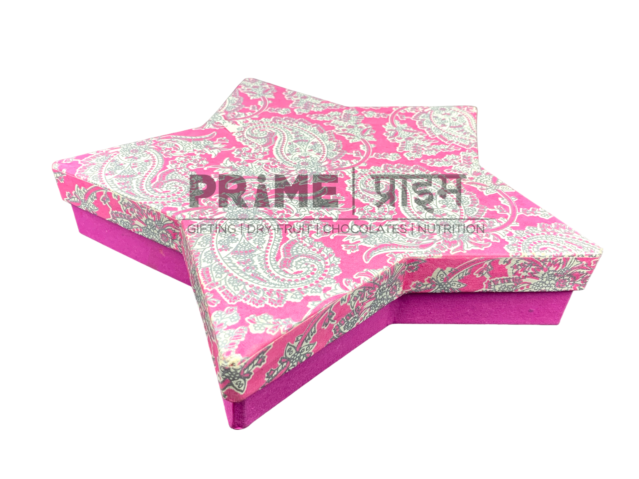 Pink Star Shape Hardpaper Box With Design Printed_1