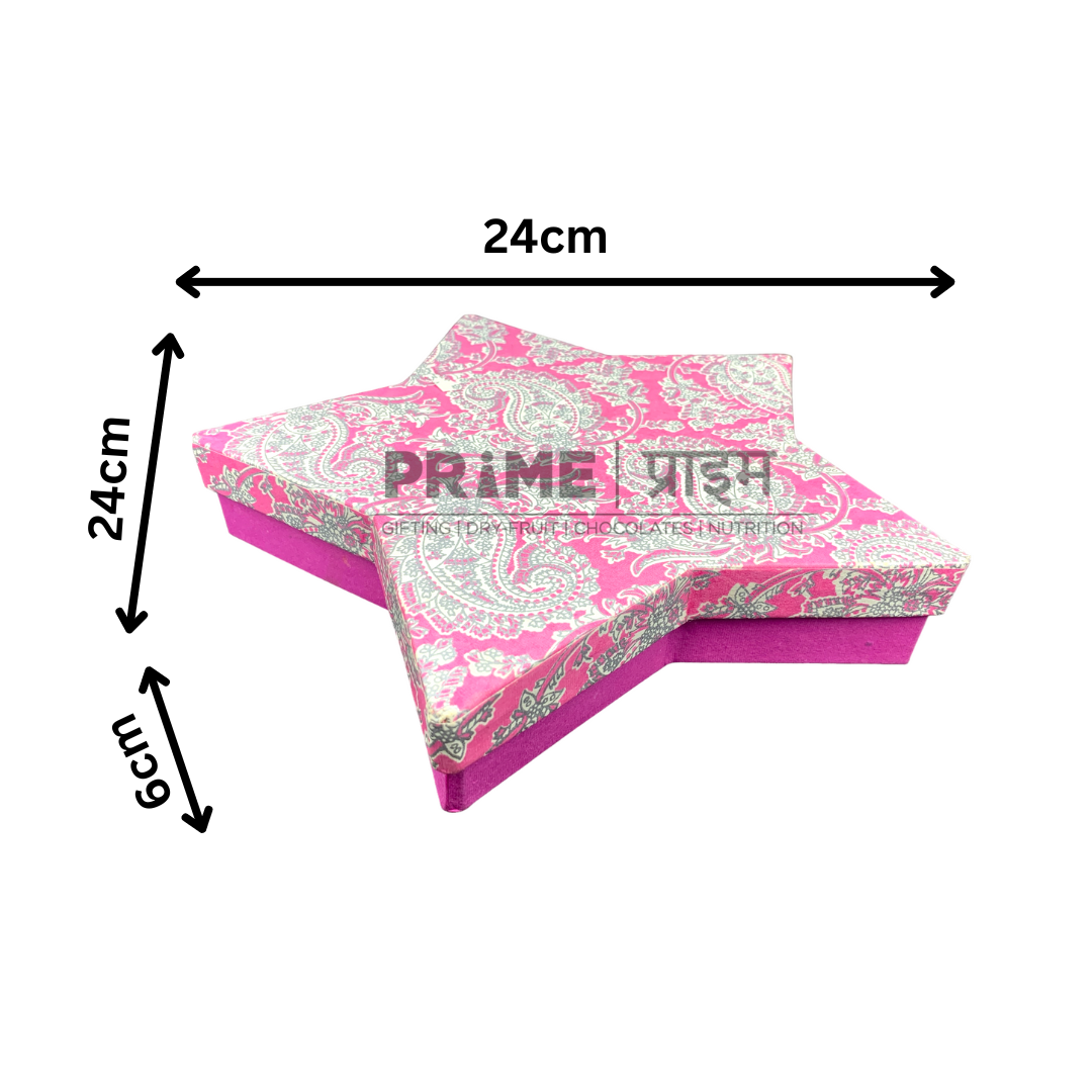 Pink Star Shape Hardpaper Box With Design Printed_0
