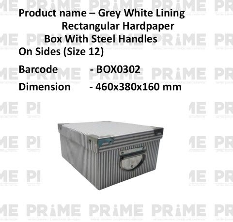 Grey White Lining Rectangular Hardpaper Box With Steel Handles On Sides (Size 12)_0