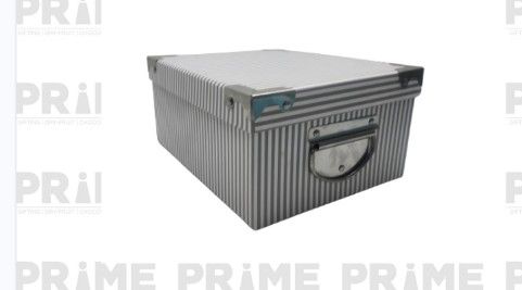 Grey White Lining Rectangular Hardpaper Box With Steel Handles On Sides (Size 13)_1