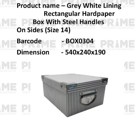 Grey White Lining Rectangular Hardpaper Box With Steel Handles On Sides (Size 14)_0