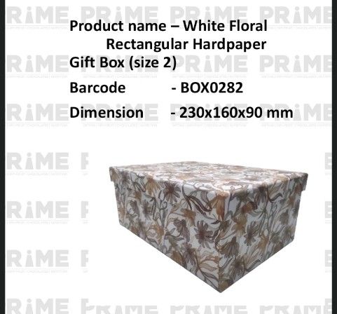 White Floral Rectangular Hardpaper Gift Box (size 1)_0