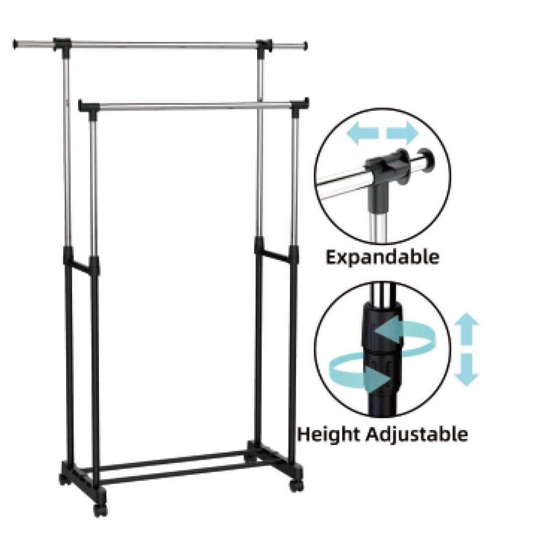  Double Pole Cloth Hanging Rack_2