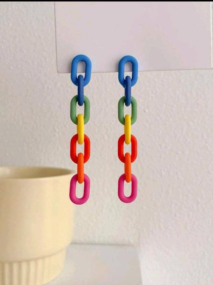 Multi-Color Chain Drop Earrings_0