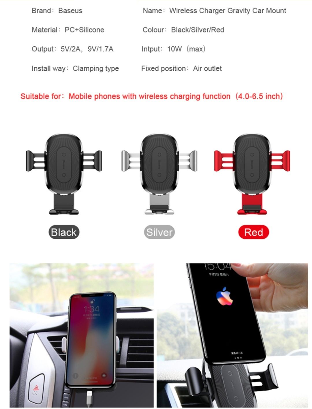 BASEUS Car Phone Holder and Wireless Charger_7