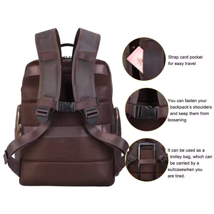 Computer Backpack Duffle Bag Genuine Leather_4