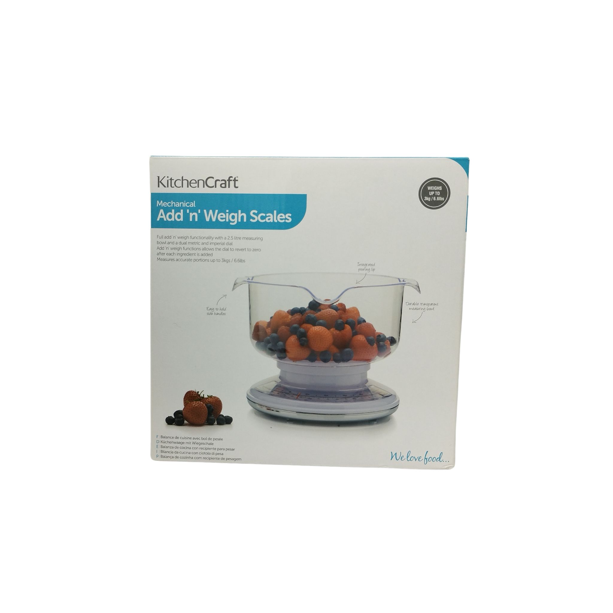 KitchenCraft Básculas mecánicas Add'n'weigh de 3 kg con tazón de pesaje_2