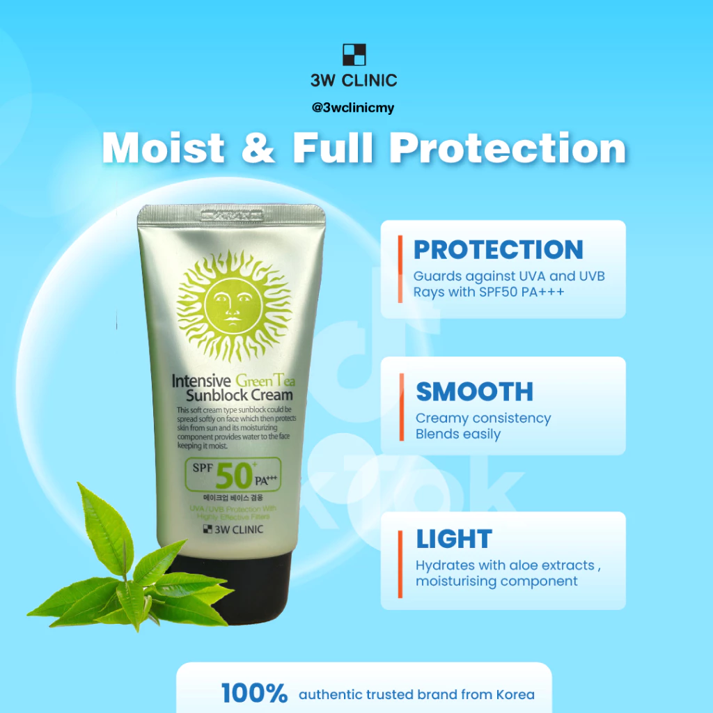 3W Clinic Intensive Green Tea Sunblock Cream 70ml_2