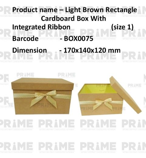 Light Brown Rectangle Hardpaper Box With Integrated Ribbon (size 1)_0