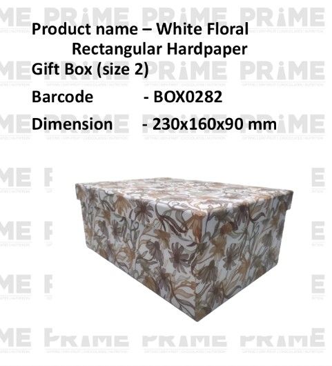 White Floral Rectangular Hardpaper Gift Box (size 2)_0