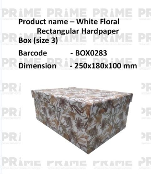 White Floral Rectangular Hardpaper Gift Box (size 3)_0