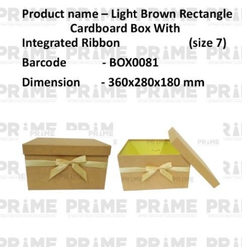 Light Brown Rectangle Hardpaper Box With Integrated Ribbon (size 7)_0