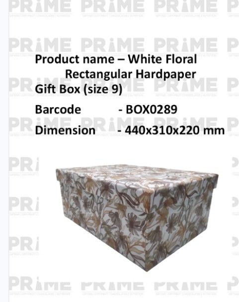 White Floral Rectangular Hardpaper Gift Box (size 9)_0