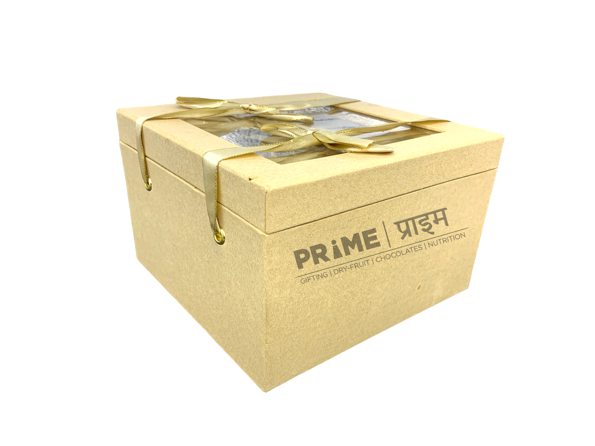 Brown Hardpaper Box with Transparent Lid and Ribbons (Size 1)_2