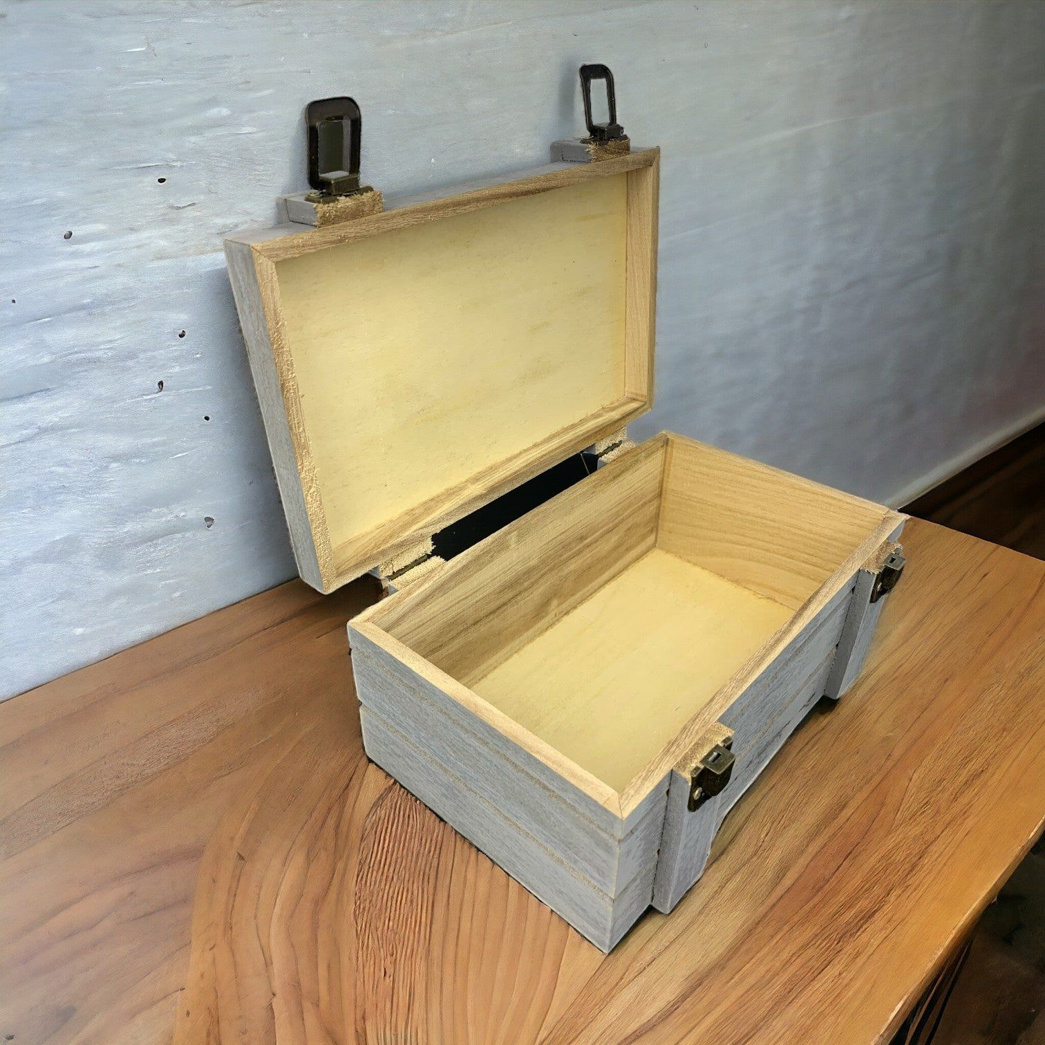Rectangular Wooden Gift Box with Locks/260x160x110 / Grey_0