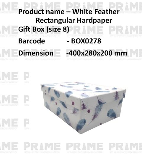 White Feather Rectangular Hardpaper Gift Box (size 8)_0