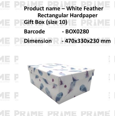 White Feather Rectangular Hardpaper Gift Box (size 10)_0