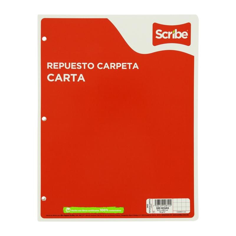 Repuesto de Carpeta Scribe Carta 100h._0