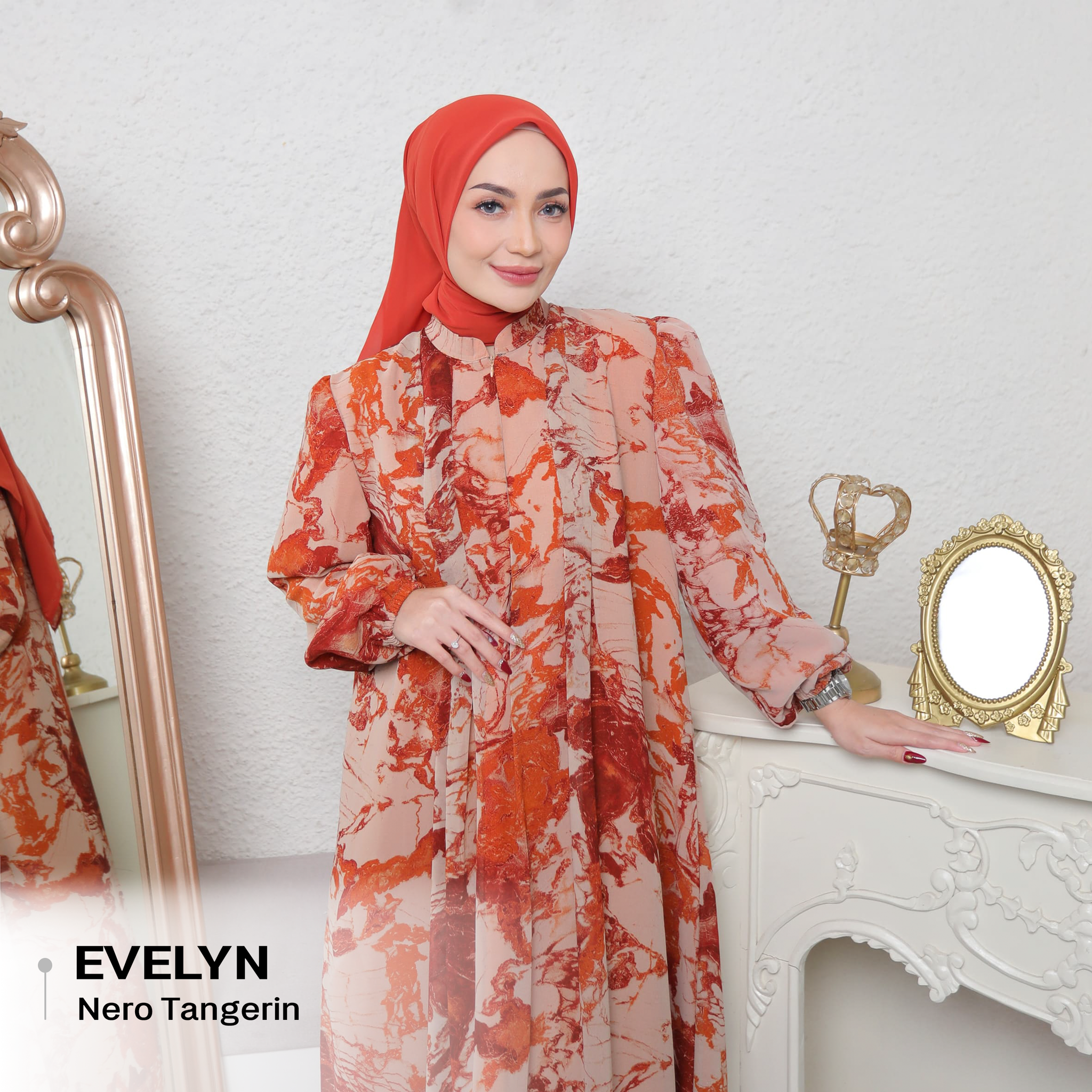 Evelyn Dress Bahan Ceruty Premium Set Hijab_6