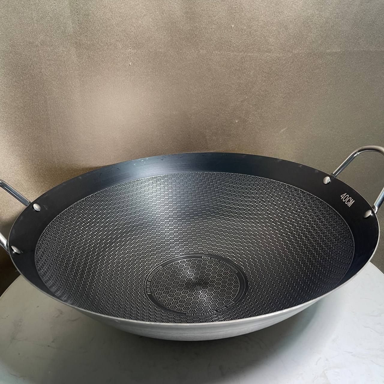 Black Honeycomb Full Stainless-Steel Wok 40cm Large CODE: K19_0