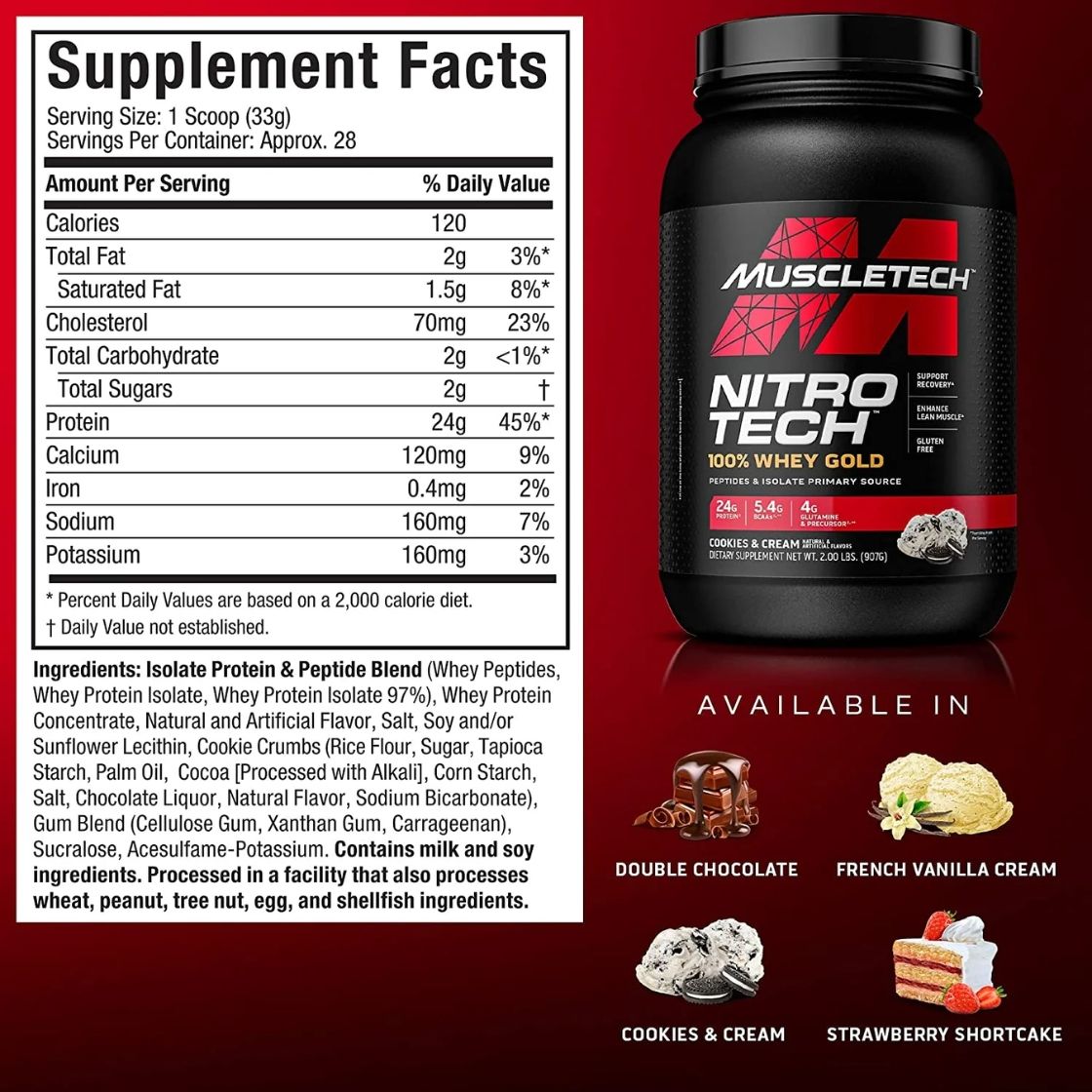 Nitro Tech Whey Gold strawberry 2lbs MUSCLETECH_1