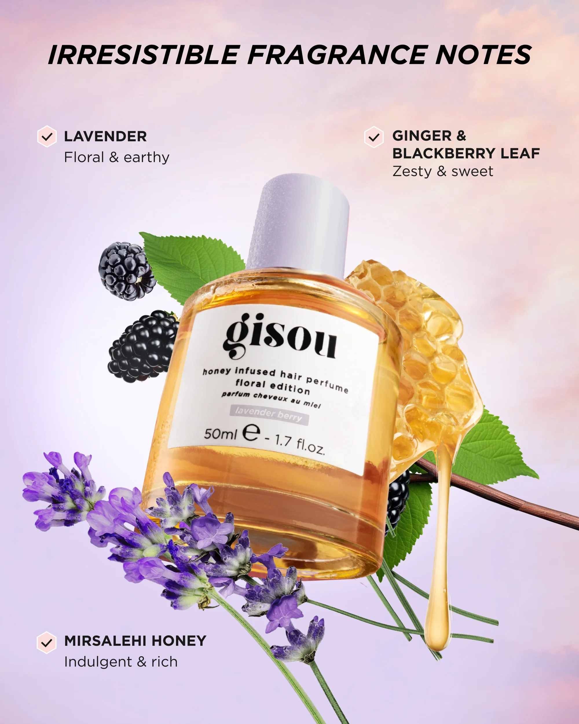 Gisou Honey Infused Hair Perfume 50ml - Lavender Berry_1