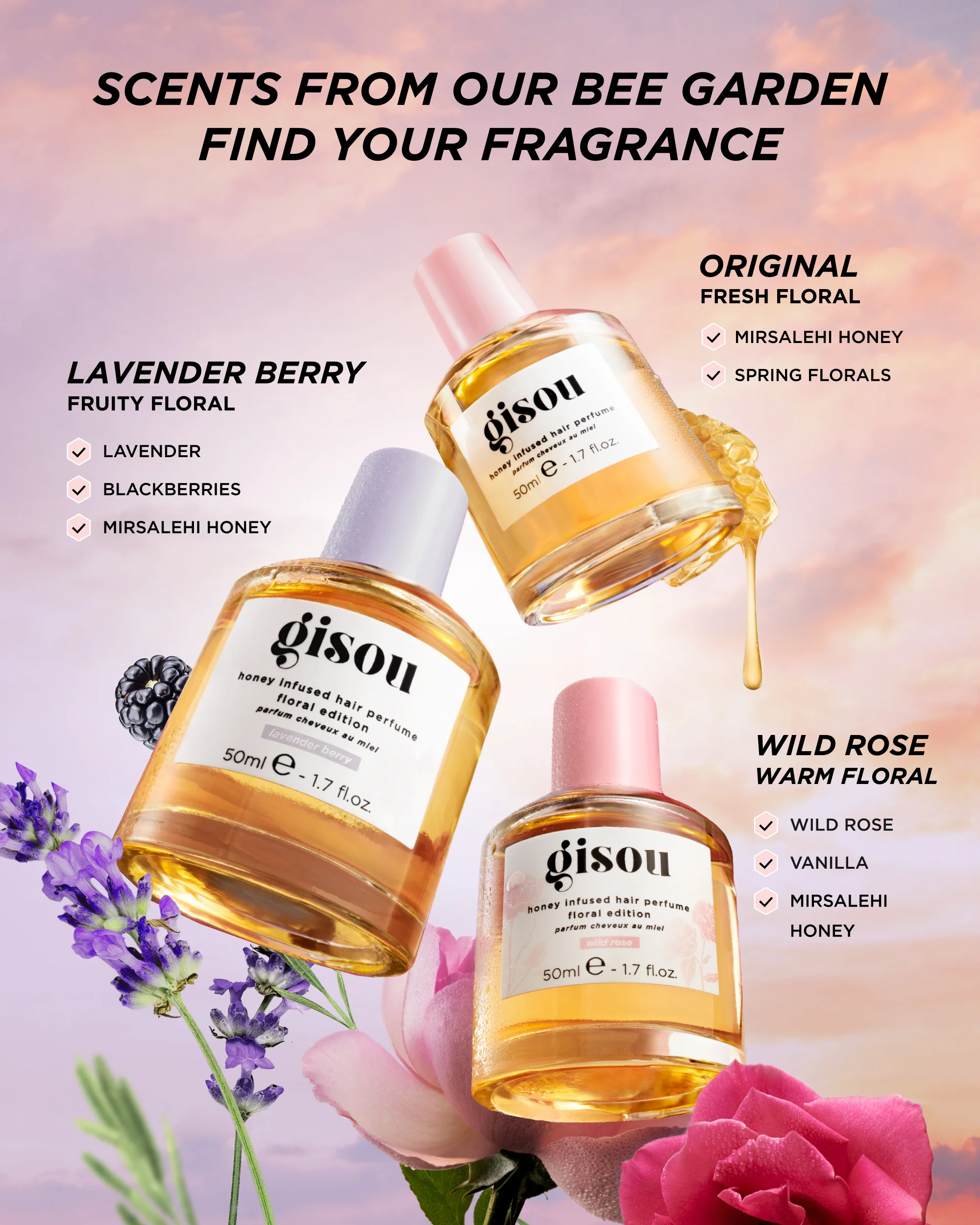 Gisou Honey Infused Hair Perfume 50ml - Lavender Berry_2