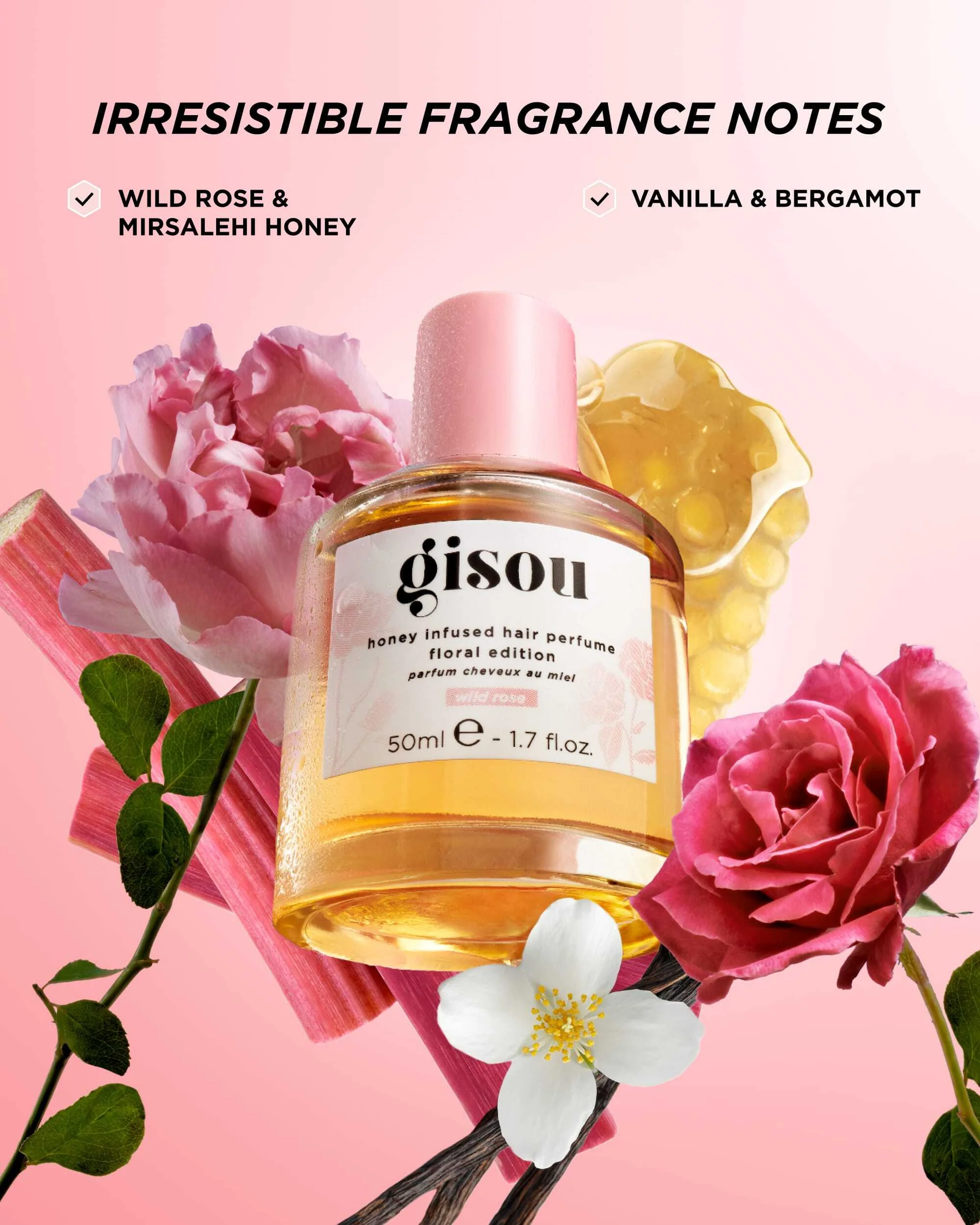 Gisou Honey Infused Hair Perfume 50ml - Wild Rose_1