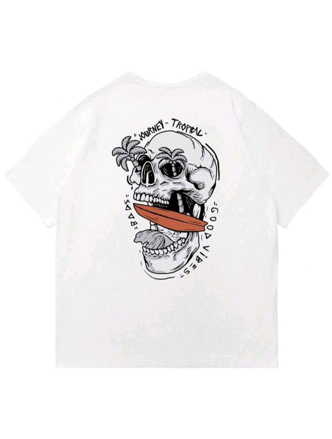 The Men's Letter Skull Printed T-shirt _0