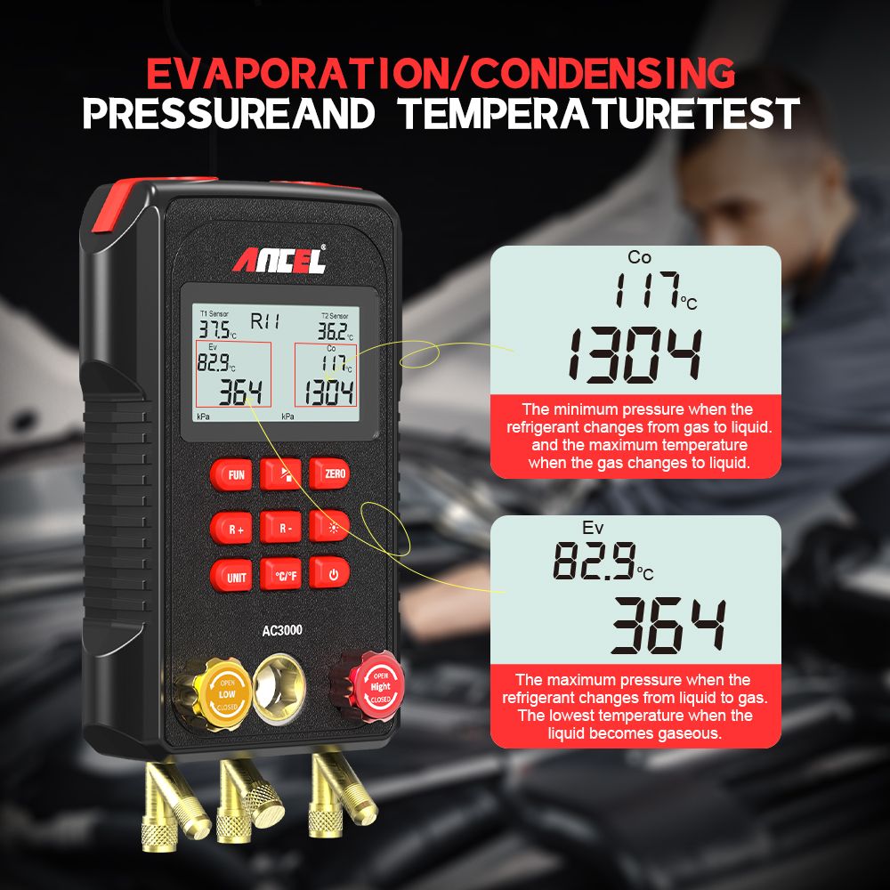 Medidor digital de refrigeração Manómetro Ancel Ac3000_6