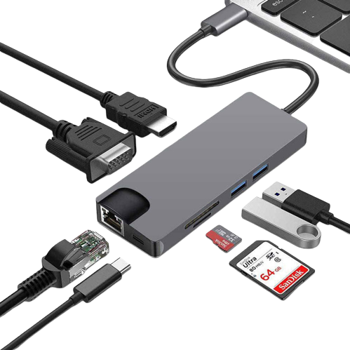 Adaptador USB-C 8 Em 1 ( HDMI, RJ45, USB 3.0 e USB TIPO-C )_1