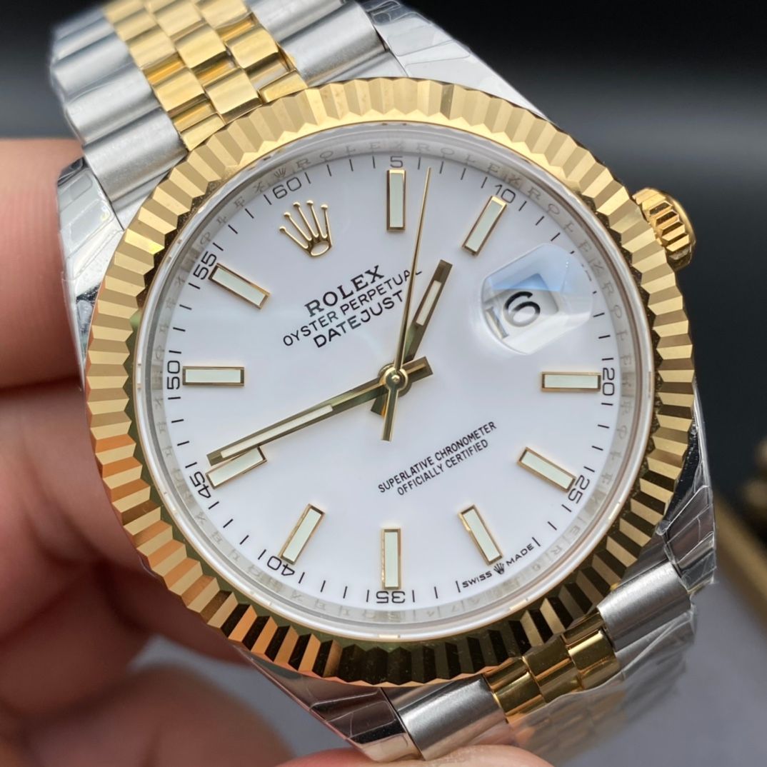 Rolex Datejust White Dial Yellow Gold Fluted Bezel And Jubilee Bracelet _2