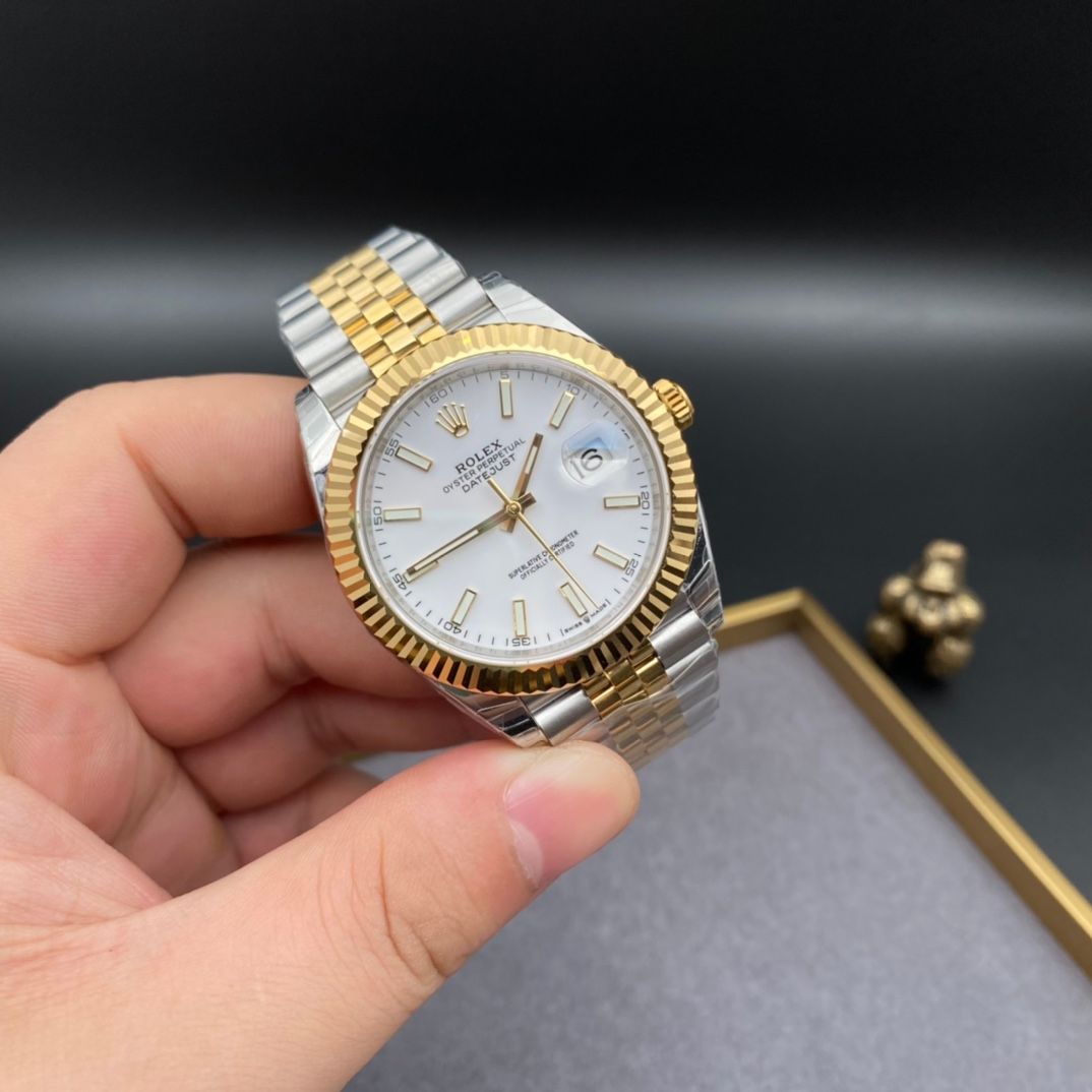 Rolex Datejust White Dial Yellow Gold Fluted Bezel And Jubilee Bracelet _1