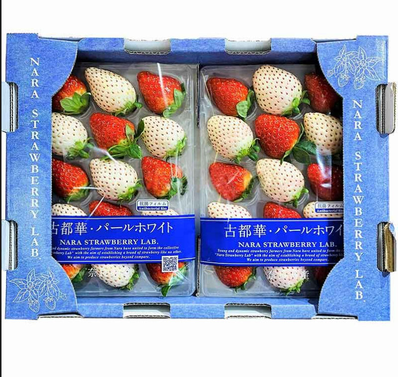 Japan Nara Lab Strawberries - Kotoka Red / Awayuki Pink (Dual-Colored) 1 punnet_0