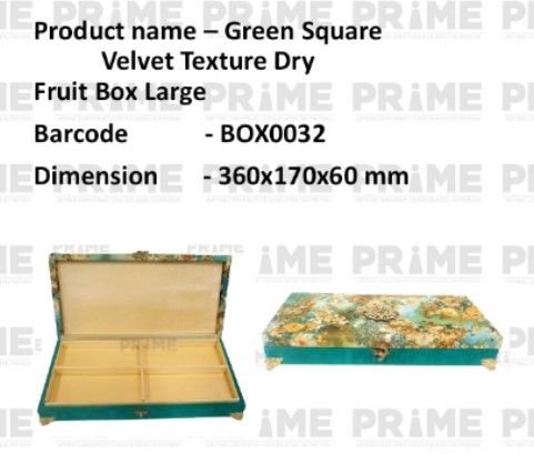 Green Rectangular Velvet Texture Dry Fruit Box Large_0