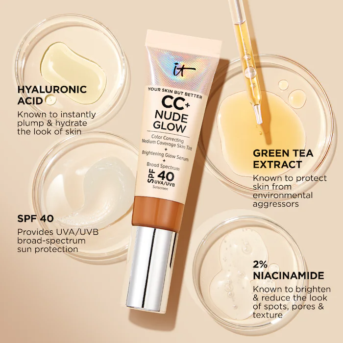 IT Cosmetics CC+ Nude Glow Lightweight Foundation + Glow Serum SPF40_2