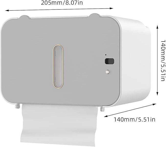 Distributeur électrique d'essuie-Mains Mural sans Contact, Distributeur de mouchoirs pour Serviettes en Rouleau, Porte-Serviettes en Papier Toilette pour Salle de Bain (Gris)_4