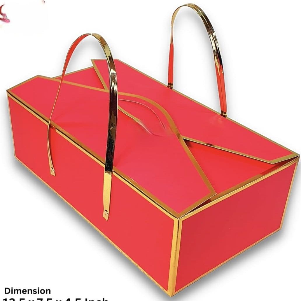 Rectangle Box Red With Golden Handle_1