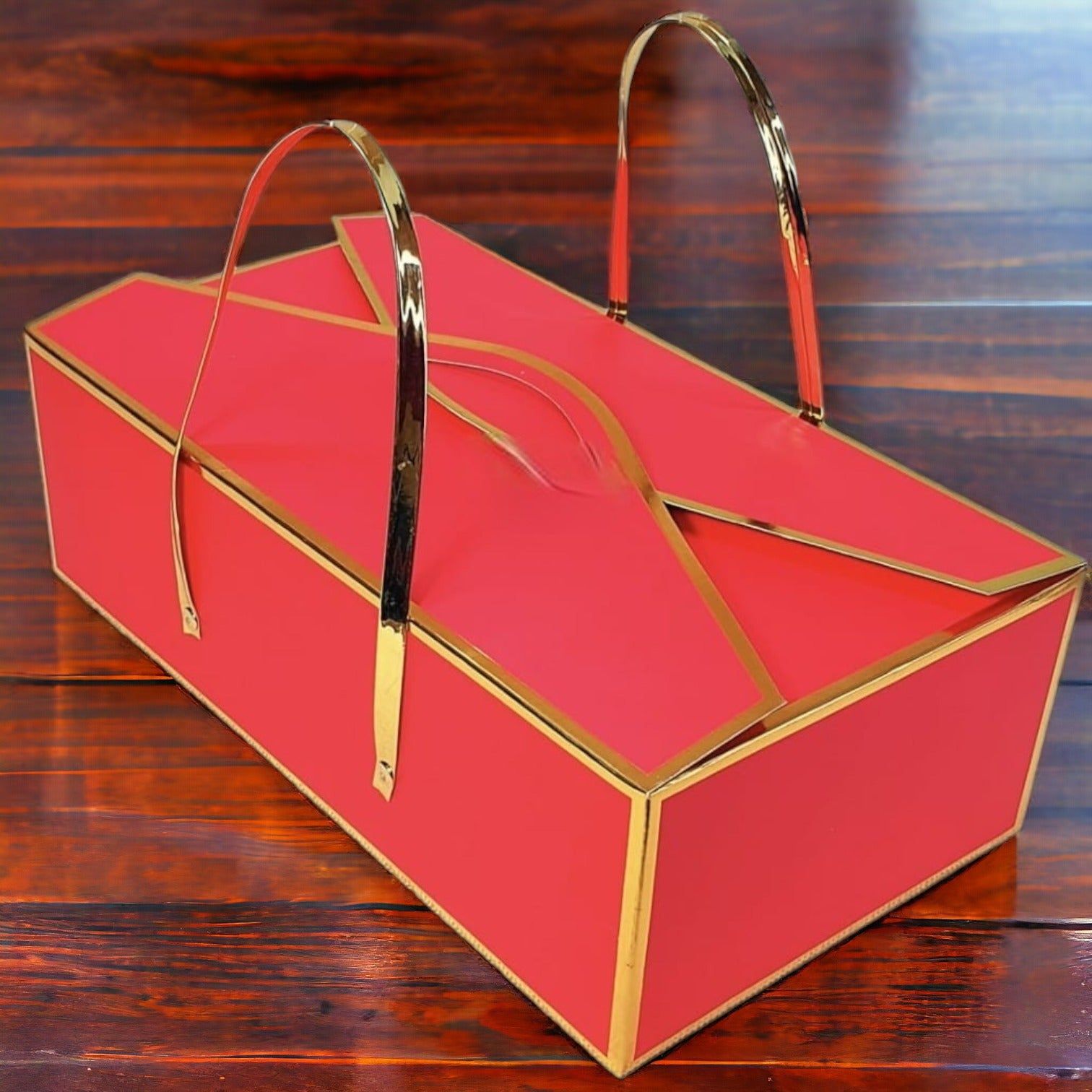 Rectangle Box Red With Golden Handle_0