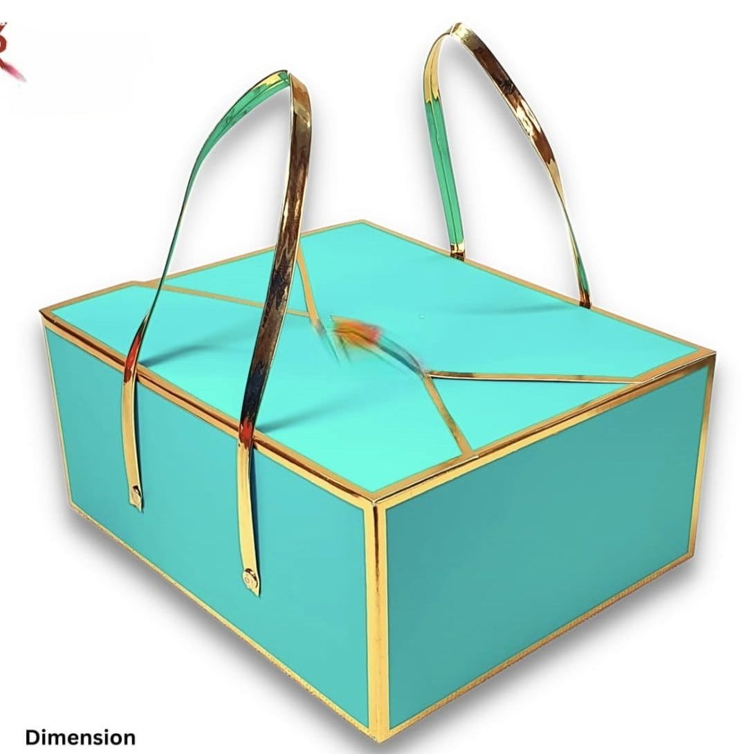 Square Box Green With Golden Handle- 13.5x7.5x4.6_0