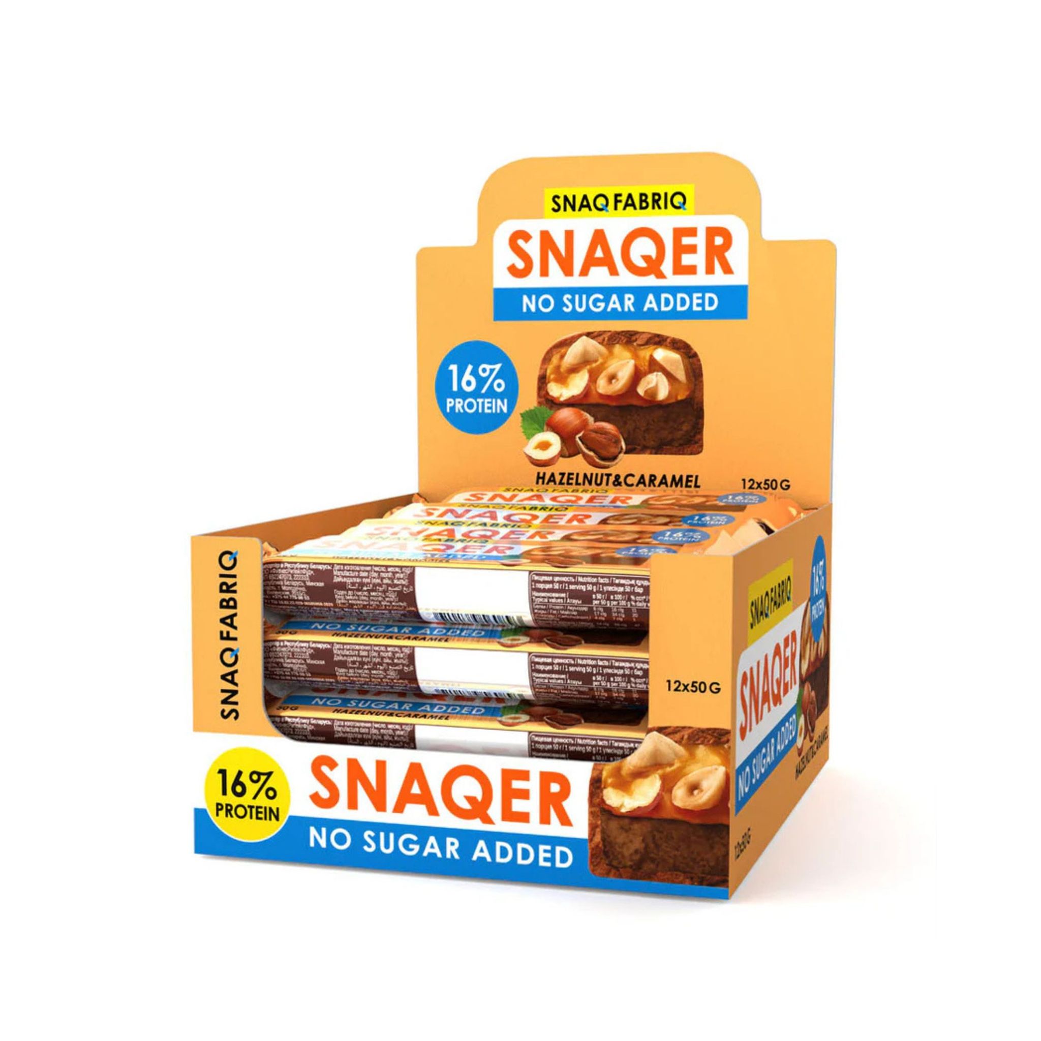 SF SNAQER Glazed bar, Hazelnut & Caramel 50g,_0