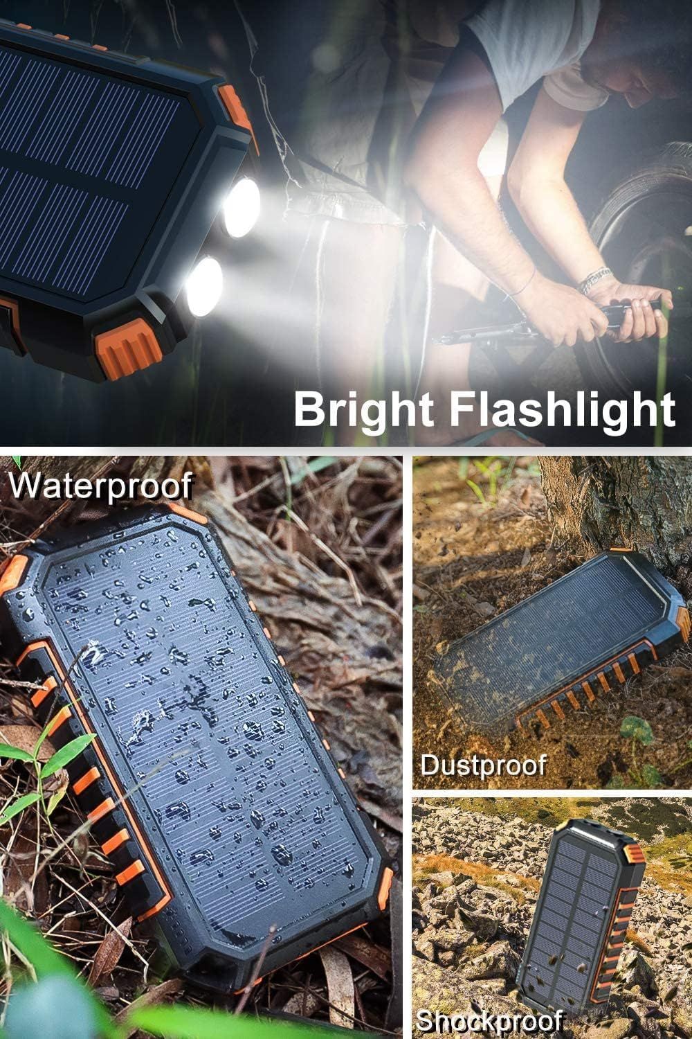 A ADDTOP 26800mAh Solar Power Bank, Wireless Fast Charger QC 3.0, 4 Outputs & Flashlight_3