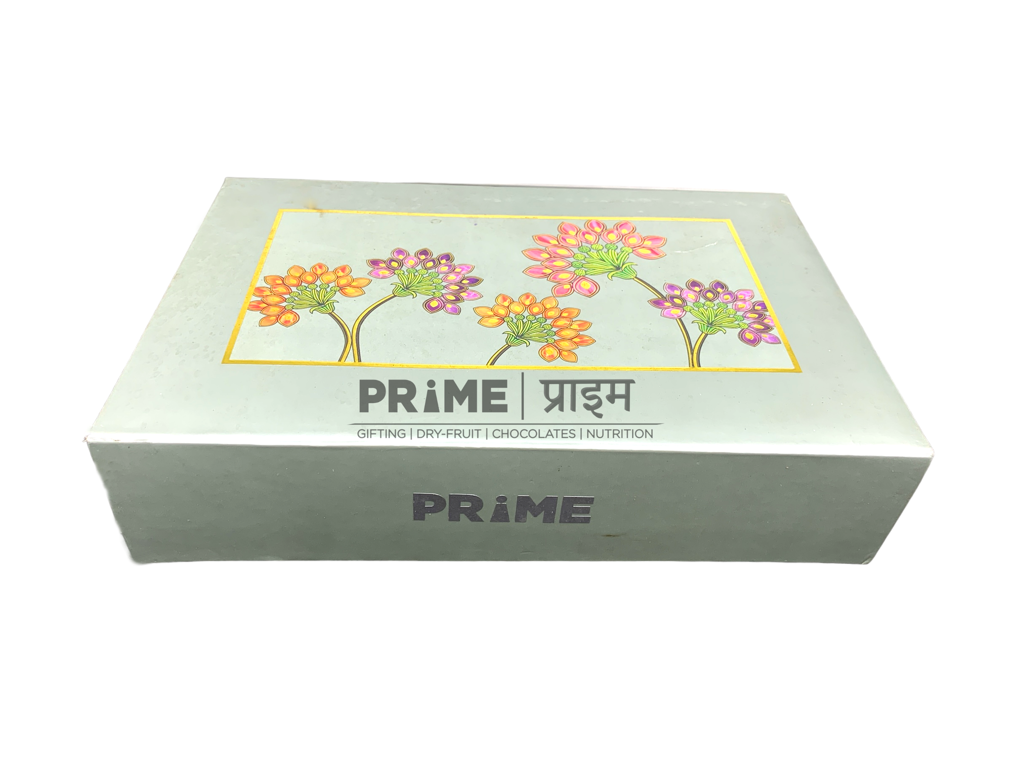 Grey & Pink Rectangular Floral Print Box_1