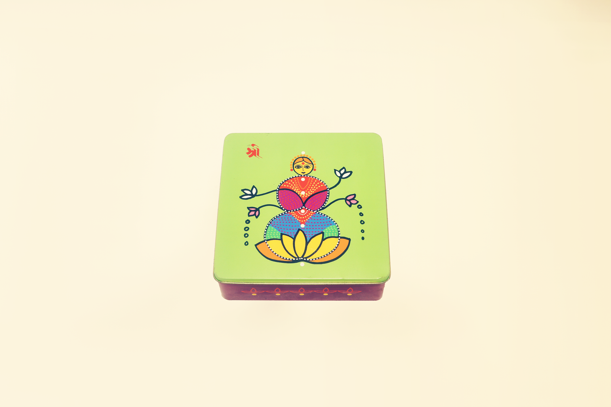 Abstract Lord Ganesha Printed Square Metal Box_0