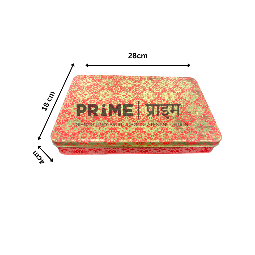 Red Rectangular Metal Dry Fruit Box_0